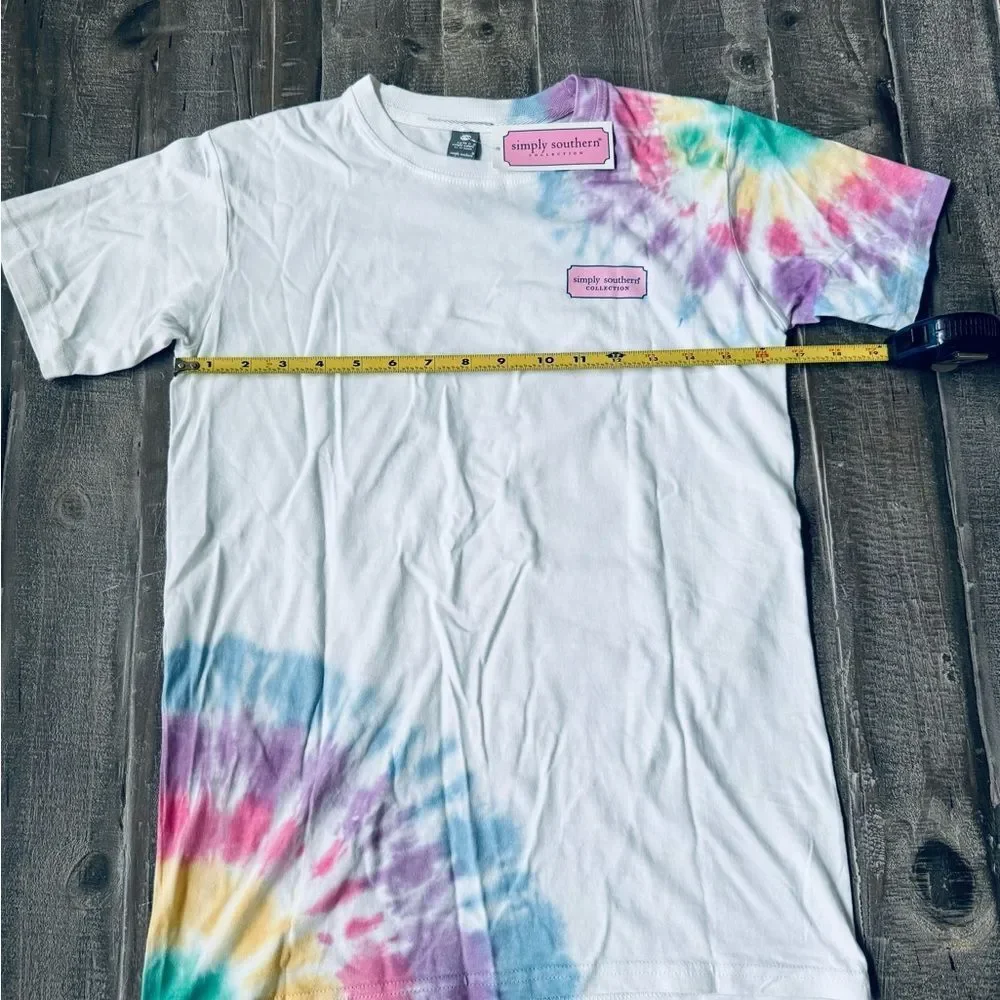 Simply Southern Beach Cowgirl Dog Salty Kisses Tie-Dye Rainbow T-Shirt Top
